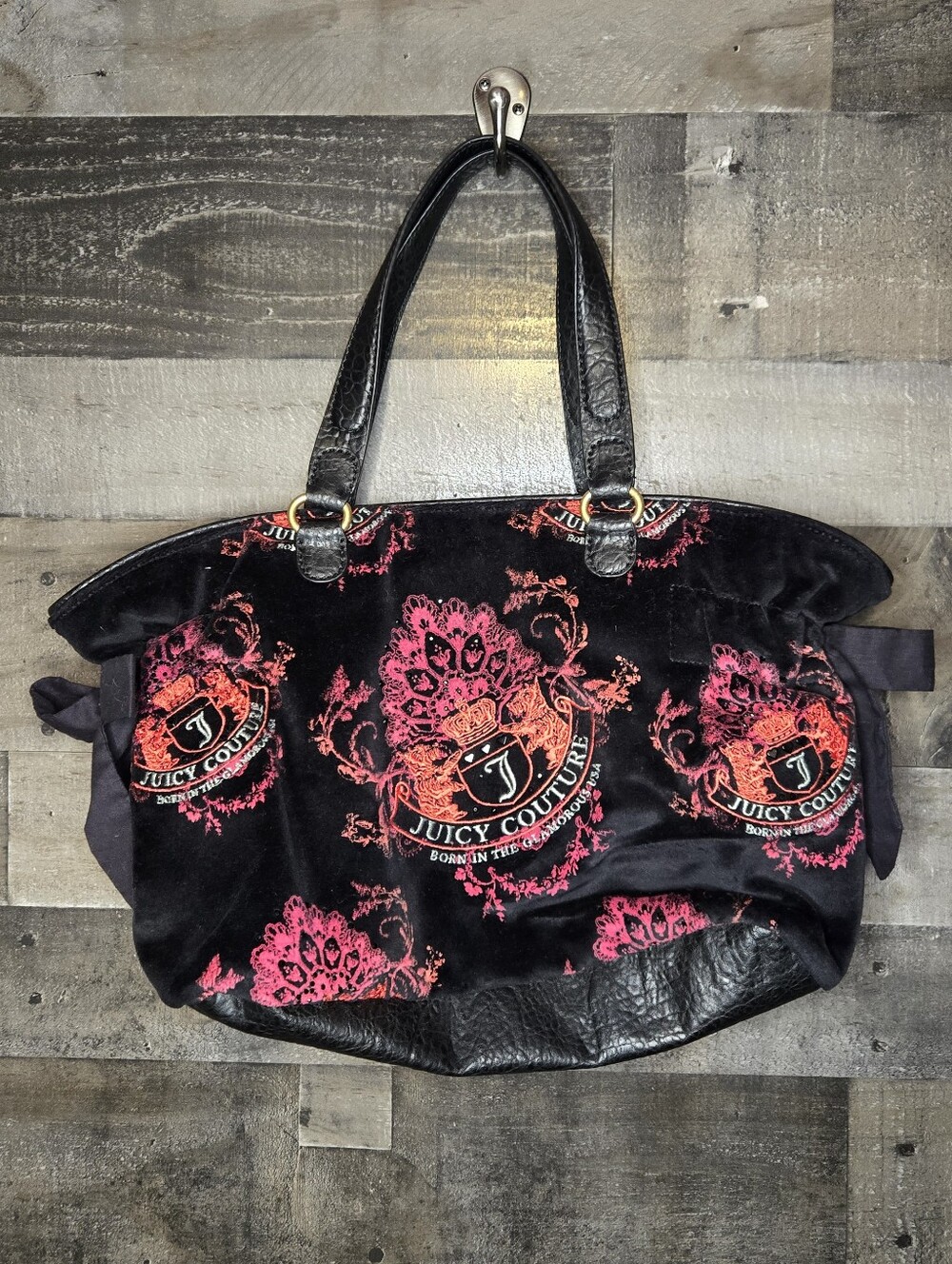Juicy Couture Black Velvet handbag tote